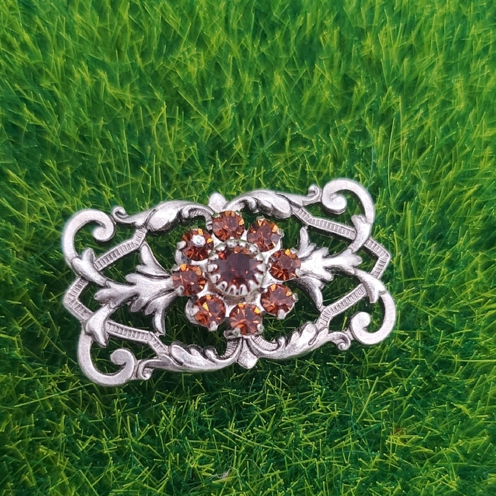 Amber‎ Crystal Filigree Pendant P313